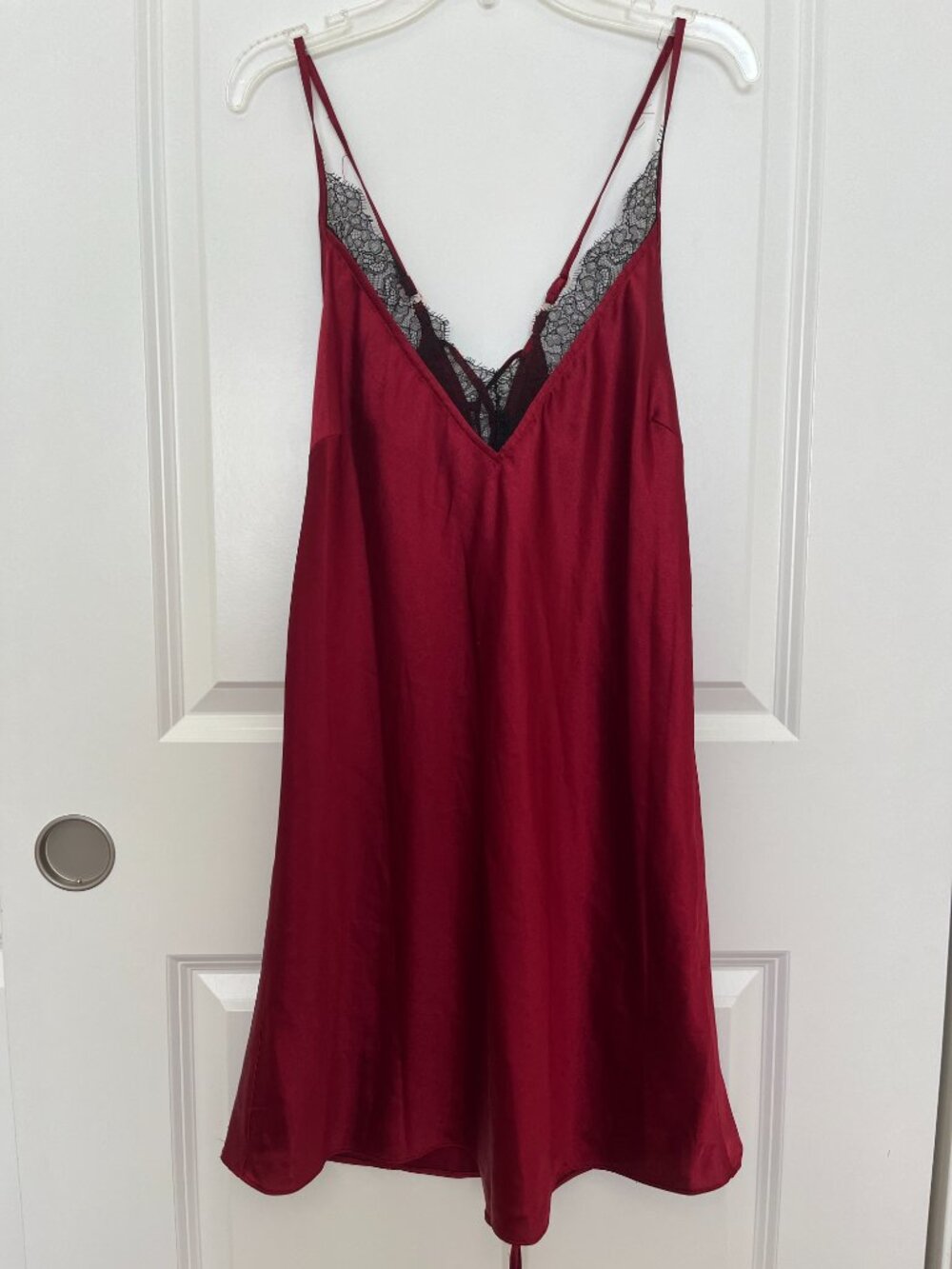 INC International Concepts Dark Red Slip Dress with Lace Trim
